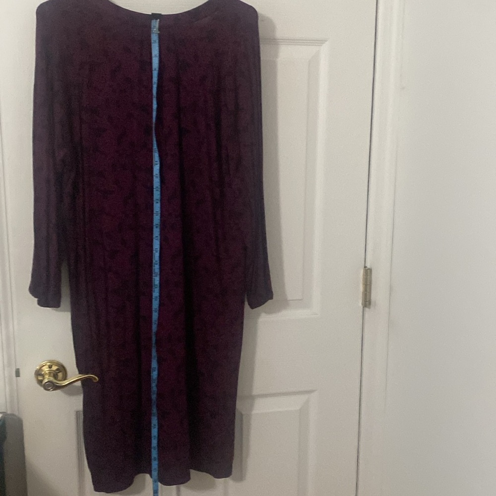 Banana Republic wine & black dress w keyhole neck & fringe tie L NWT PTP 23 - Picture 13 of 16